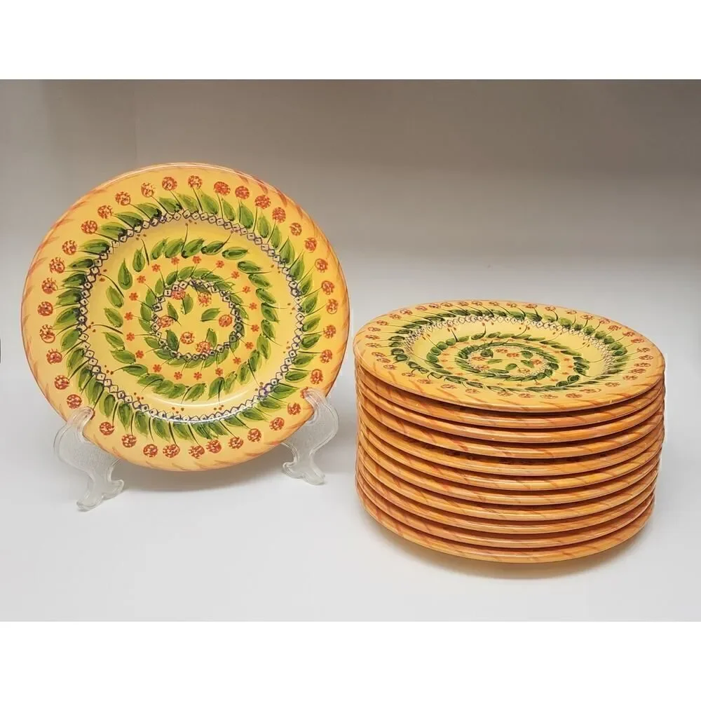 Fontana by TABLETOP Designs Floral Green Leaves Yellow 11.25